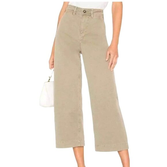 Free People We The Free Patti High Rise Cropped Wide Leg Pants Beige Size 29 - Picture 1 of 10